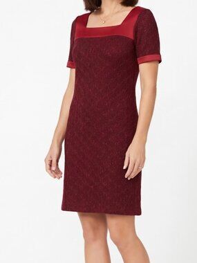 Johnny Martin Square Neck Satin Trim Knit Dress NEW- Sz. 3/Small